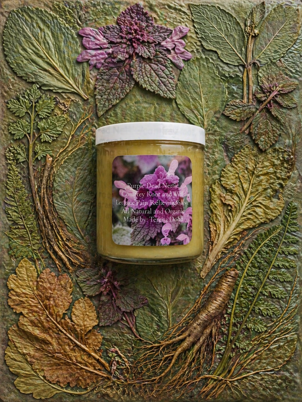 Purple dead nettle, Comfrey root, and wild lettuce pain salve